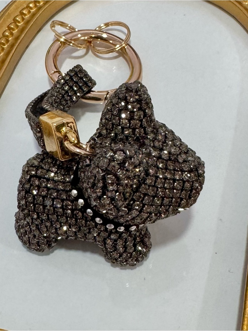 New Crystal Dog Keychain Charm in Black